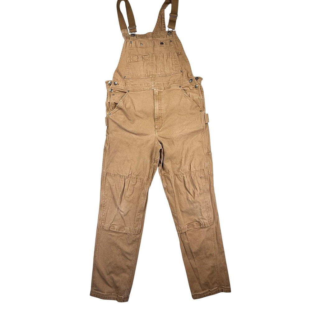 Duluth‎ Trading Bib Overalls Men 34x34 Brown Double Knee Carpenter Workwear